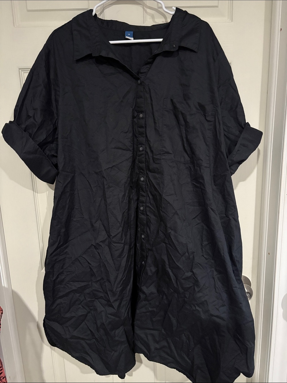 Old Navy Black Oversized Button-Down Shirt Dress with pockets